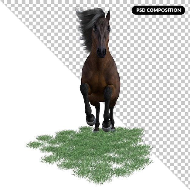 PSD posa del cavallo isolato rendering 3d premium