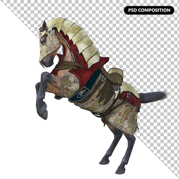 Cavaliere a cavallo isolato 3d