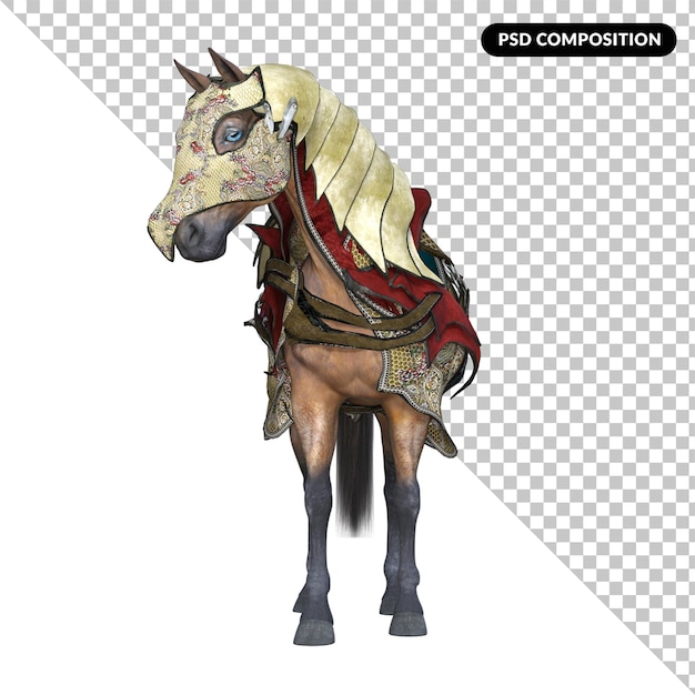 Cavaliere a cavallo isolato 3d