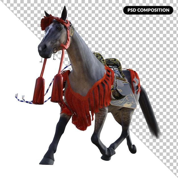 Horse riders isolated 3d rendering