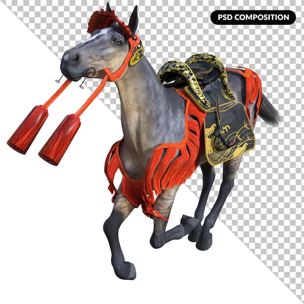 Horse riders isolated 3d rendering