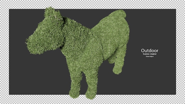 Horse shaped garden hedges in 3d rendering isolated