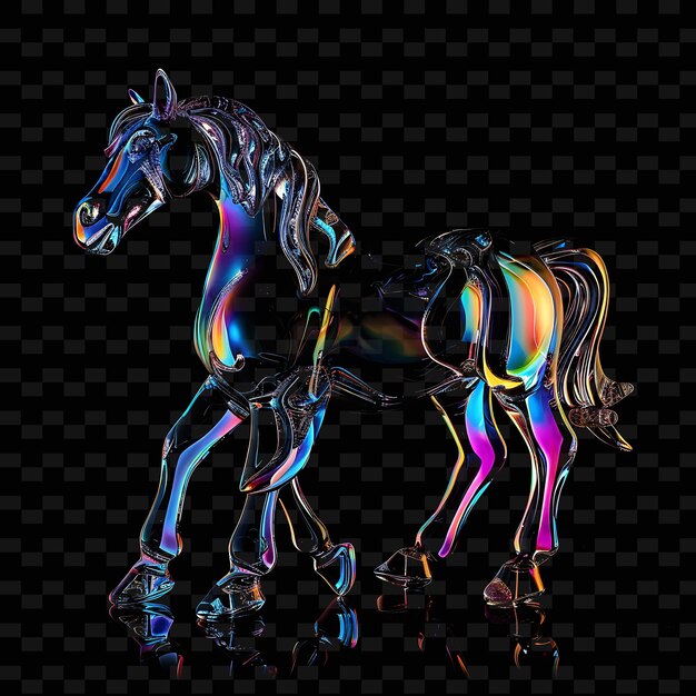 PSD horse shaped in glass material transparent with clear liquid animal abstract shape art collections