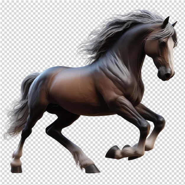 PSD a horse with a mane running on its back