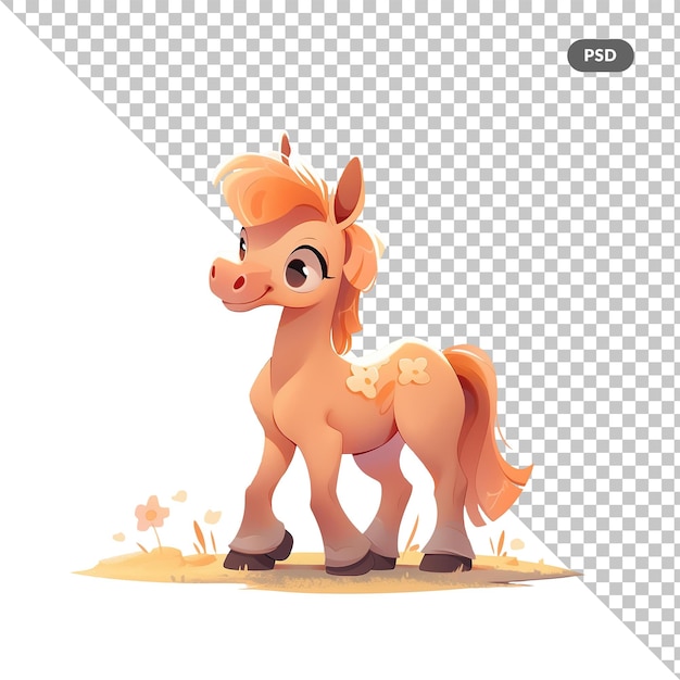 PSD a horse with a mane and tail on a white background