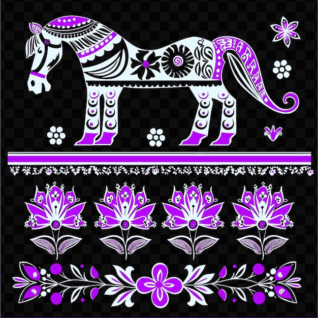 PSD a horse with a purple pattern on it and the word quot a quot on it quot