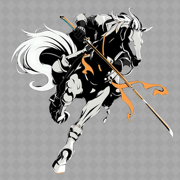 A horse with a sword and a sword on it