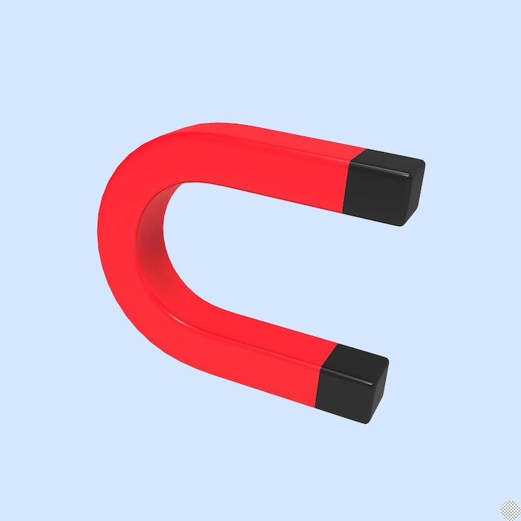 PSD horseshoe magnet 3d render illustration
