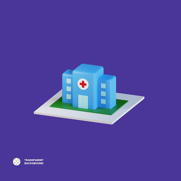 Illustrazione dell'icona 3d dell'ospedale