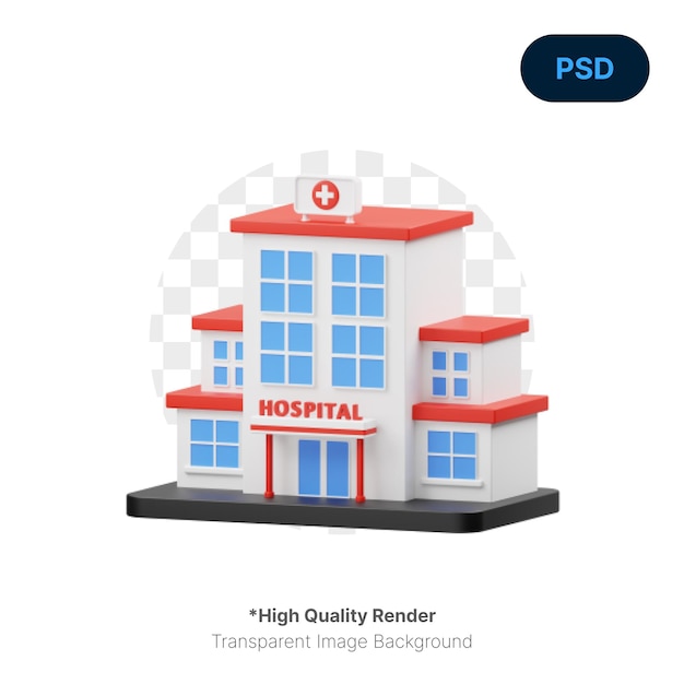 PSD hospital 3d icon premium psd