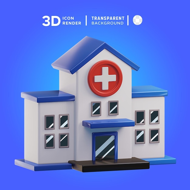 Hospital 3d illustration rendering 3d icon colored isolated