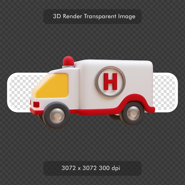 PSD hospital ambulance 3d render icon illustration