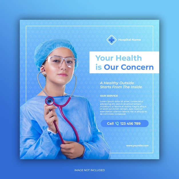 PSD hospital banner for social media post template