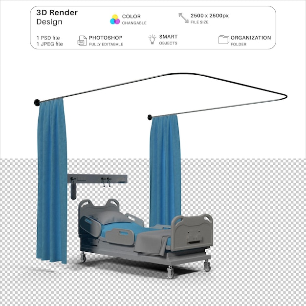 3d-моделирование больничной кровати psd-файл
