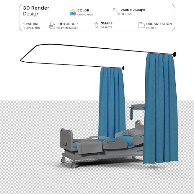 PSD 病院のベッドの3dモデリングpsdファイル