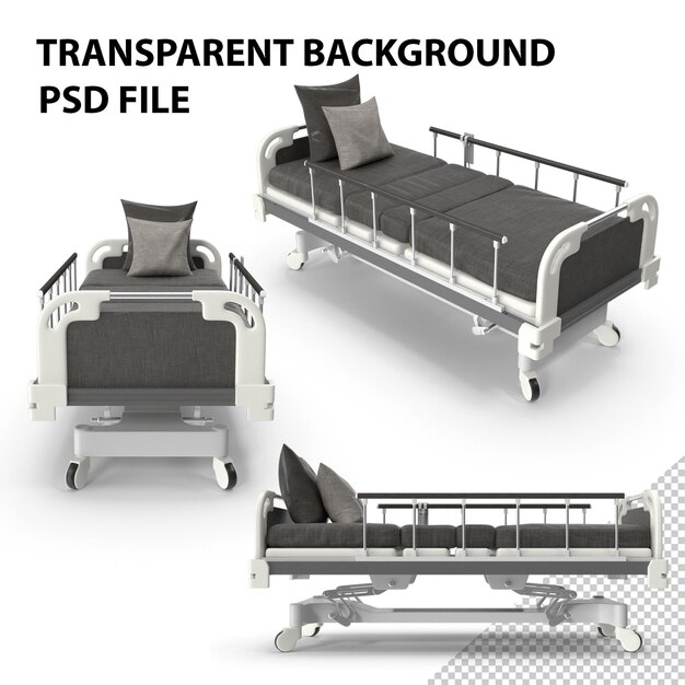 PSD Больничная кровать серая пнг