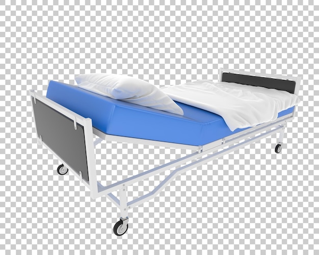 Letto d'ospedale su sfondo trasparente 3d rendering illustrazione