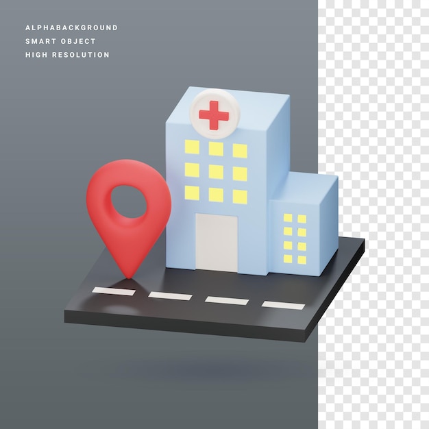 PSD hospital location 3d icon illustration