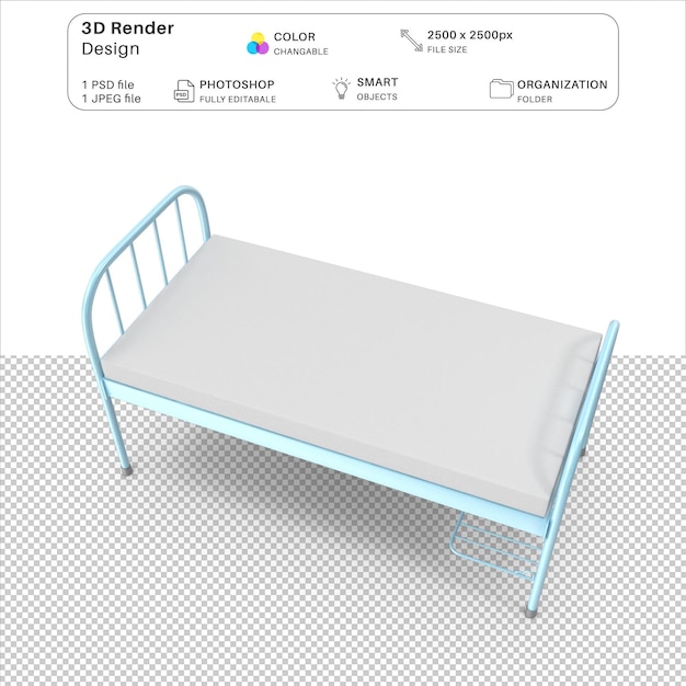 病院のベッドの3dモデリングpsdファイル