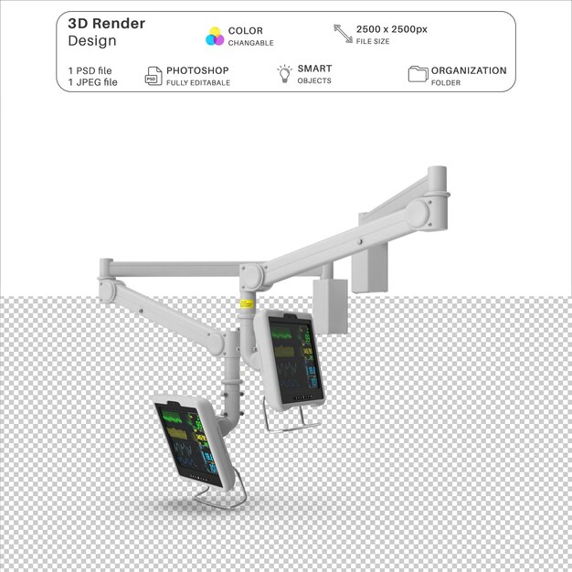 File psd di modellazione 3d del monitor ospedaliero