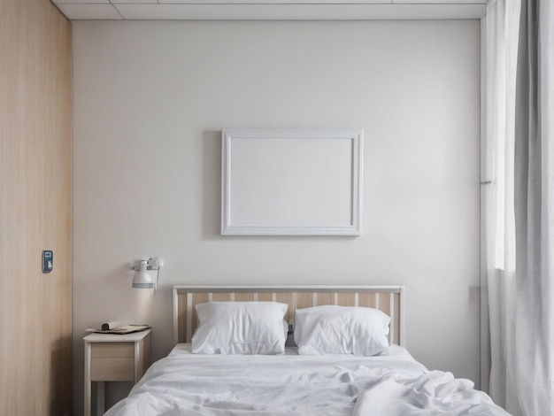 PSD hospital room mockup white photo frame on hospital