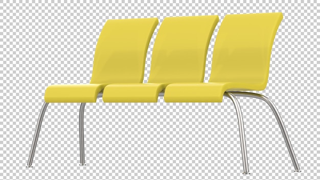 PSD hospital waiting room seats car in realistic scene 3d rendering illustration