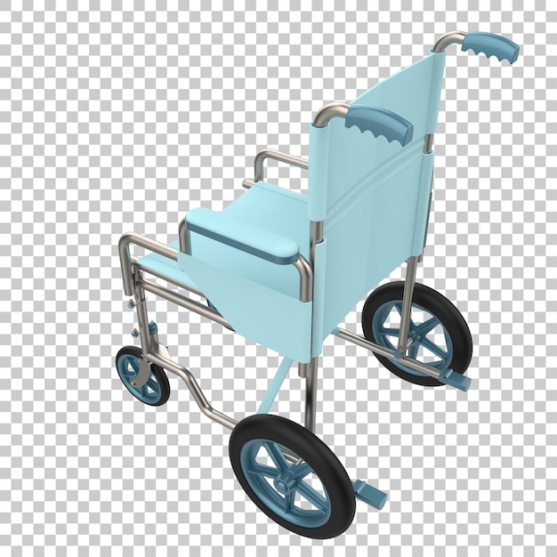 Hospital wheelchair isolated on transparent background 3d rendering illustration