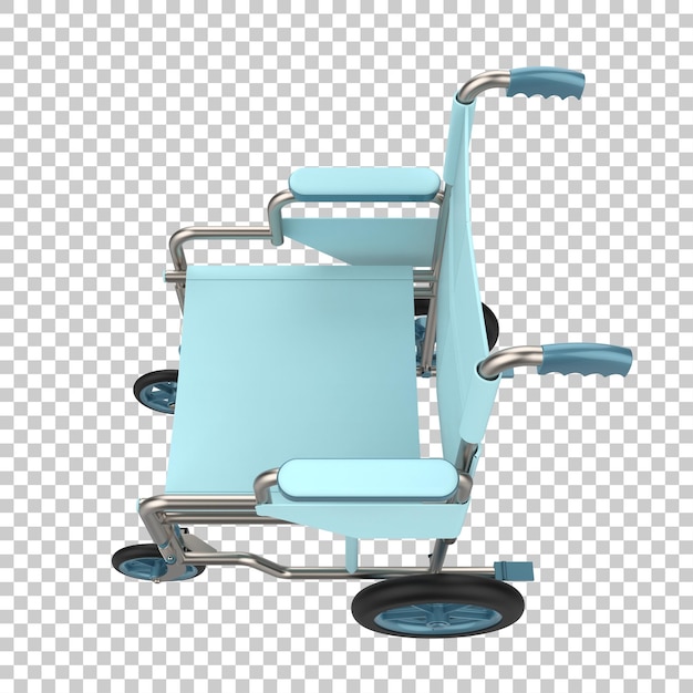 PSD sedia a rotelle ospedaliera isolata su sfondo trasparente 3d rendering illustrazione