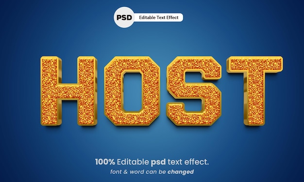 Host 3d editable psd host text effect