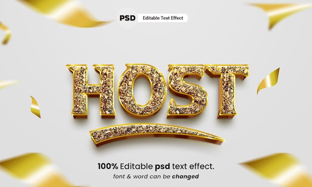 Host 3d modificabile effetto testo host psd