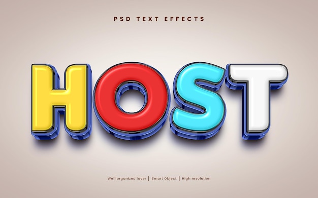 PSD host in stile 3d con effetto testo modificabile