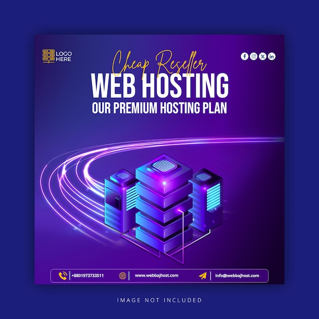 hosting server business promotion social media banner Instagram post template