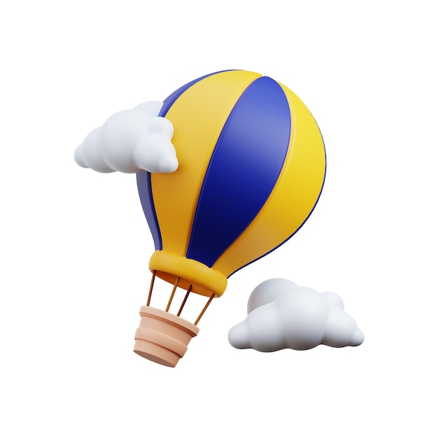 Hot Air Balloon 3D Icon Illustratie.