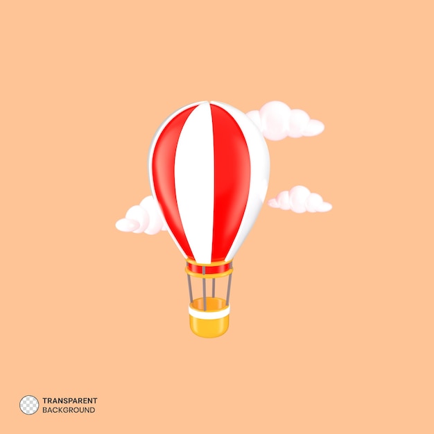 Hot air balloon icon isolated 3d render illustration