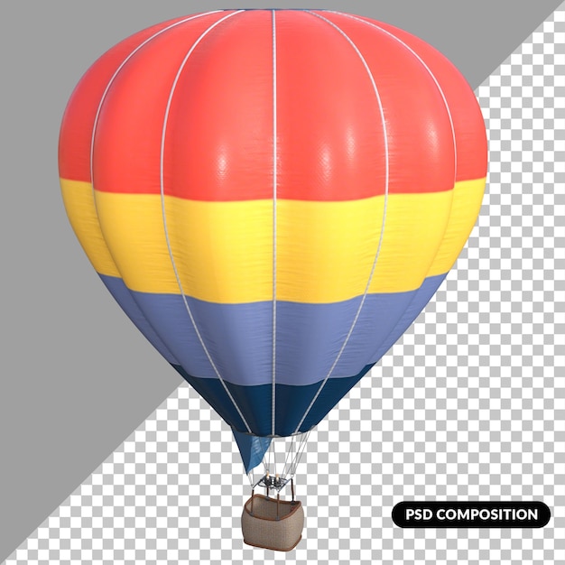 PSD hot air balloon isolated 3d rendering