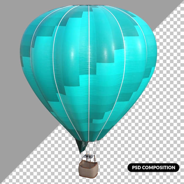 hot air balloon isolated 3d rendering