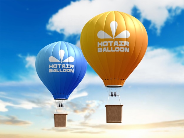 PSD hot air balloon logo mockup