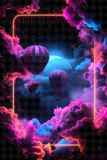 PSD hot air balloons in the sky with the words hot air balloon