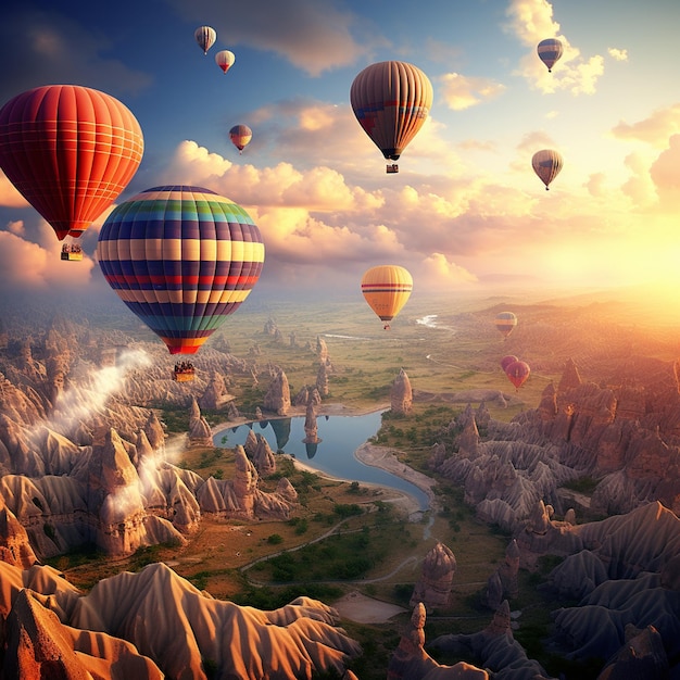 PSD hot air balloons turkey artificial intelligence generator image