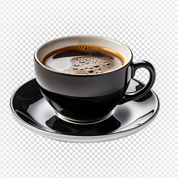 Hot black coffee in a ceramic cup isolated on transparent background generative ai