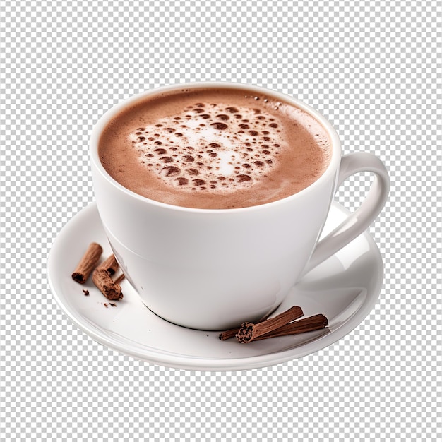 PSD hot chocolate on a white background aspect