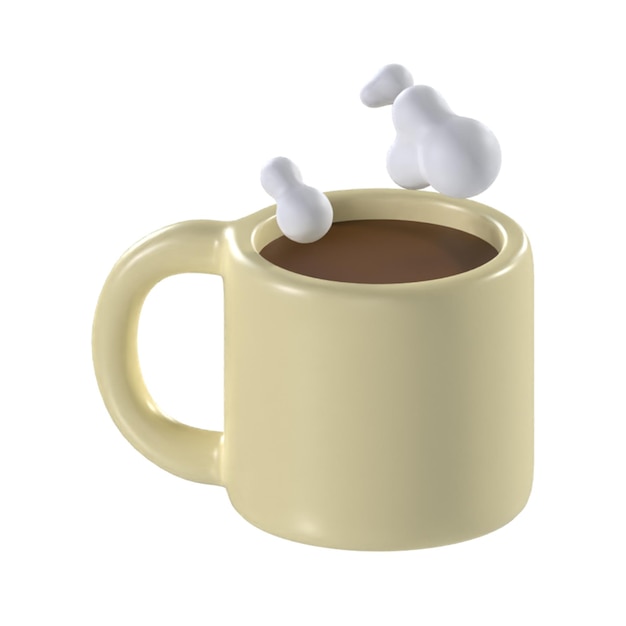 Illustrazione 3d della tazza di caffè caldo