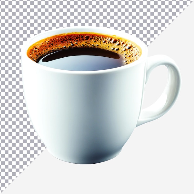 白い背景に隔離された白いカップの熱いコーヒー