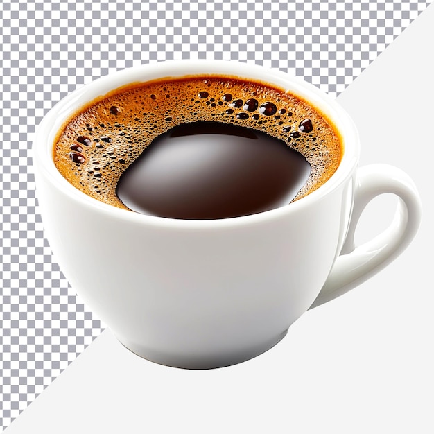 hot coffee in white cup isolated on white background