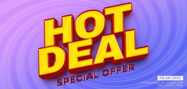 PSD hot deal realistic banner with 3d style effect