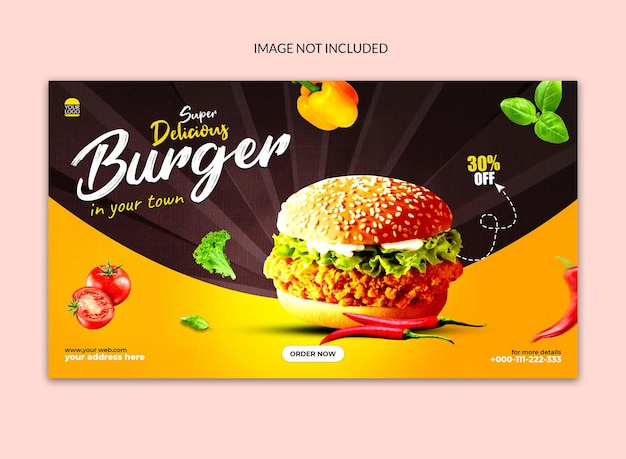 hot and delicious burger social media web post template.