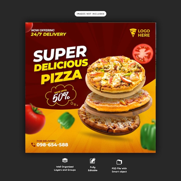 Hot and Delicious Burger in the Town Social Media Banner Template