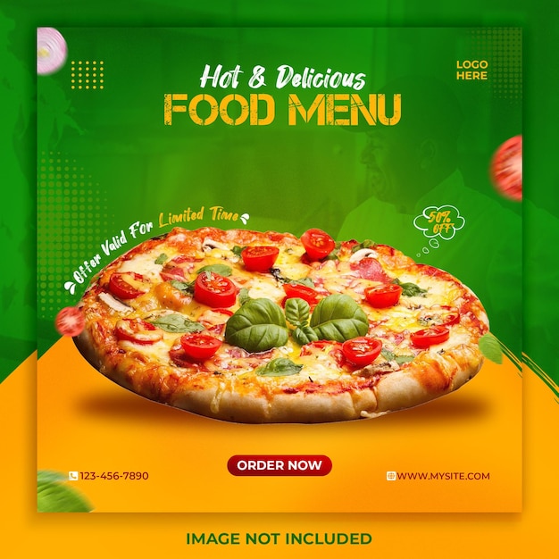 hot and delicious food menu social media post template