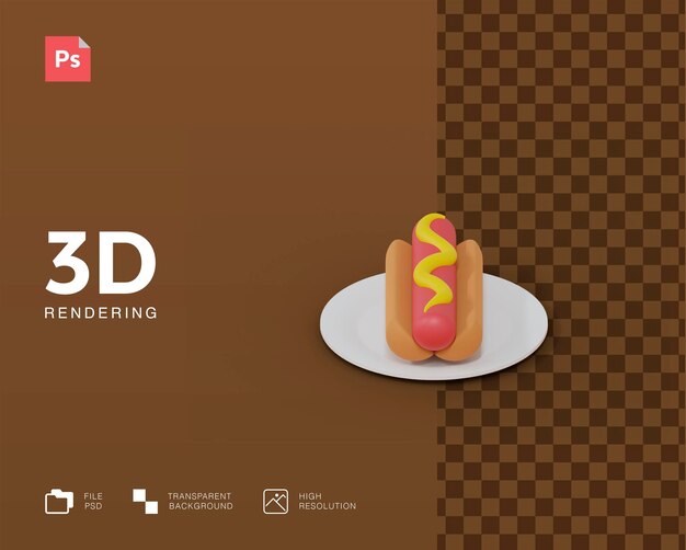 Hot Dog Ilustracja 3d