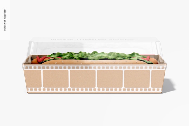Vista frontale del mockup della scatola kraft di hot dog